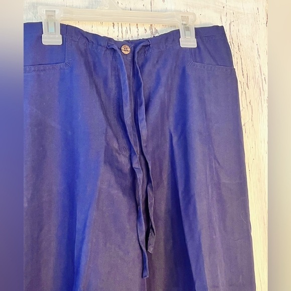 HAVANA JACKS WIDE LEG BEACH PANTS SZ LG DK NAVY RAYON BLEND BREEZY BEACH VACAY - Picture 3 of 11